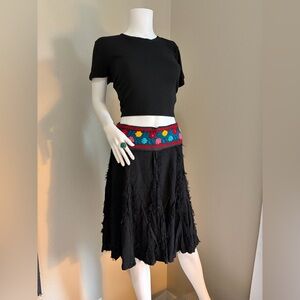 Rare!! Vintage Y2K Deby Debo OLGA boho, embroidered, beaded, shabby A line skirt